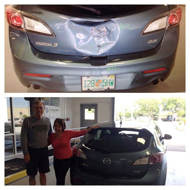 Collision Before and After at Tom Bush Collision Center in Jacksonville FL